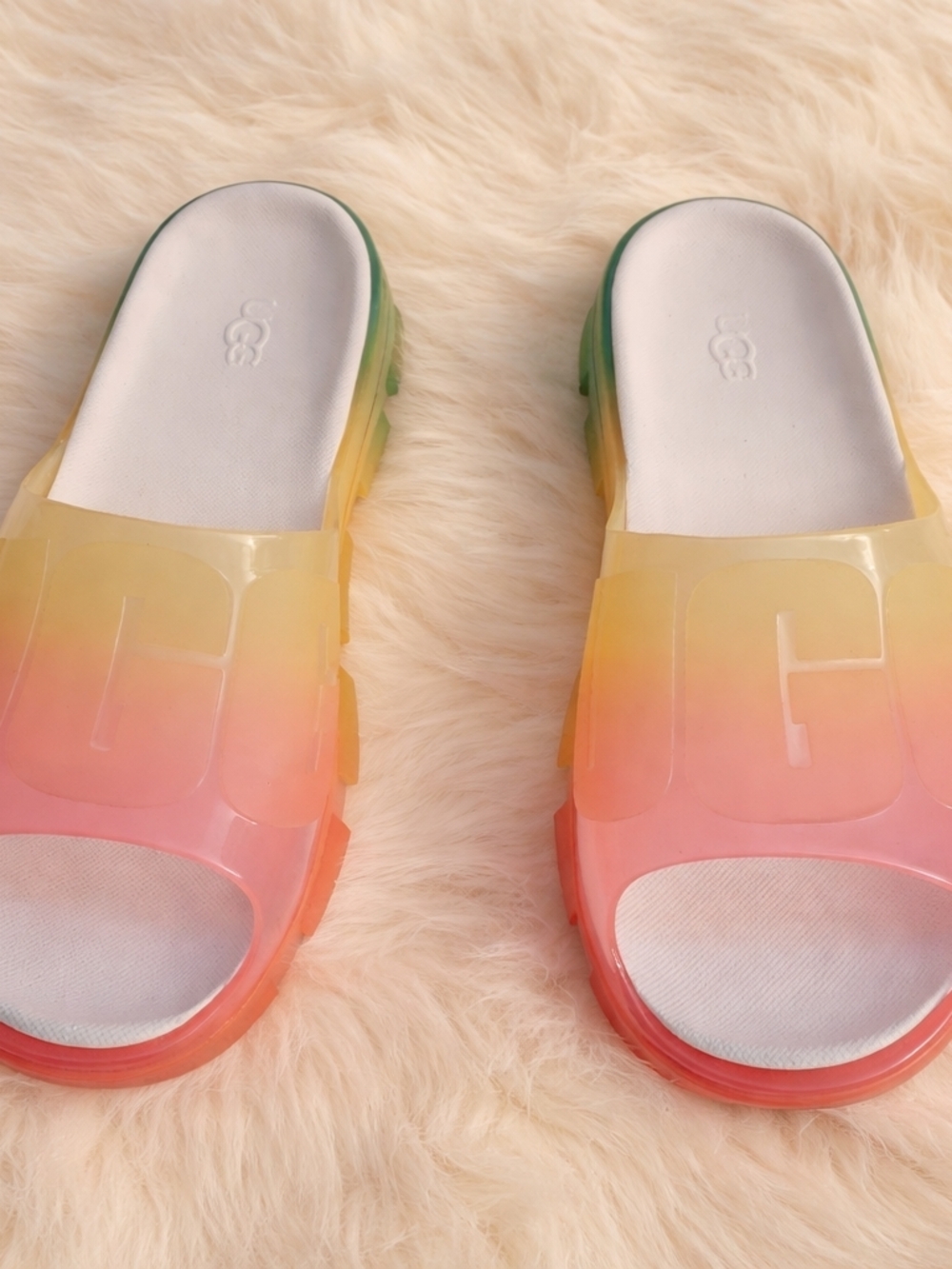UGG Women's Ombre Slide Sandals in Pink, Yellow, Green